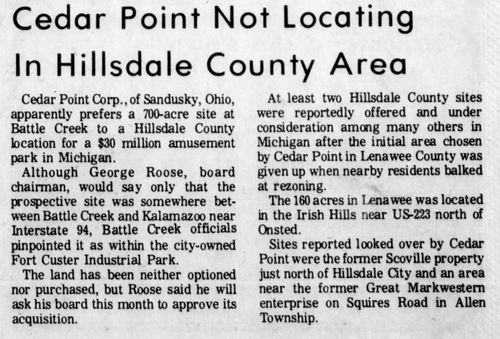 Cedar Point II, Irish Hills Amusement Park, Kingdom of Adventure, Little Michigan - Hillsdale County July 1975